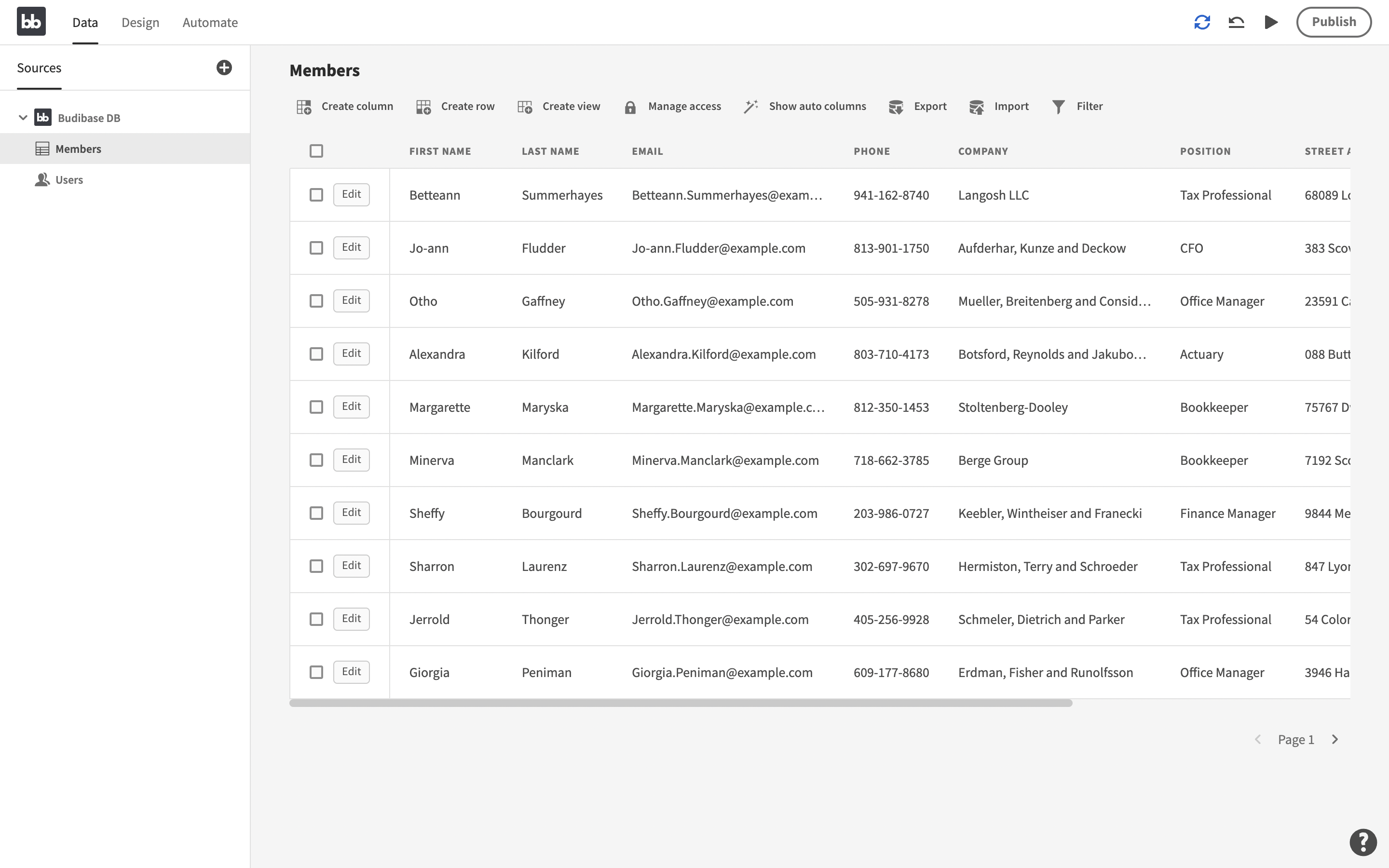 Manage data sources in Budibase screenshot